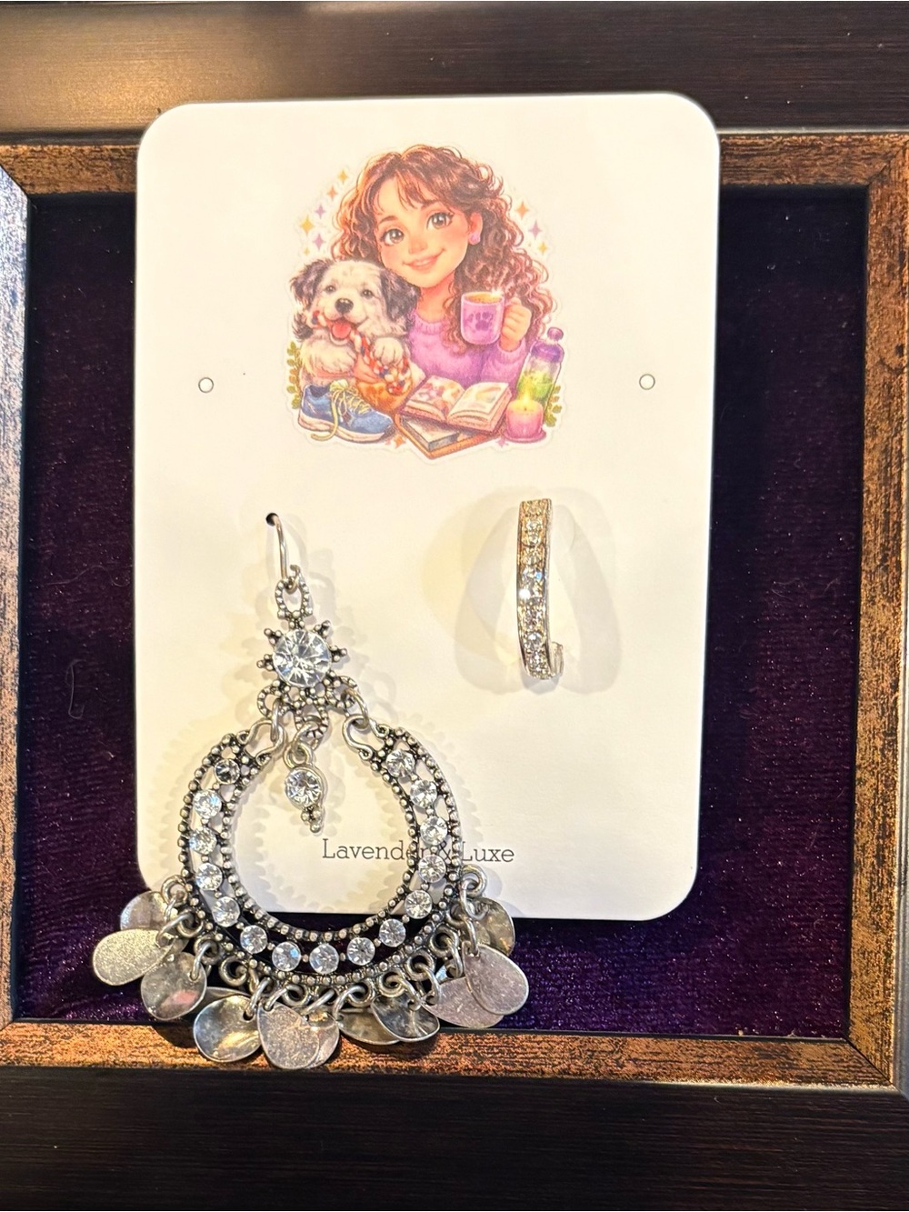 Lavender & Luxe Found Family Set |Boho Rhinestone Statement & Pave Hoop Earrings